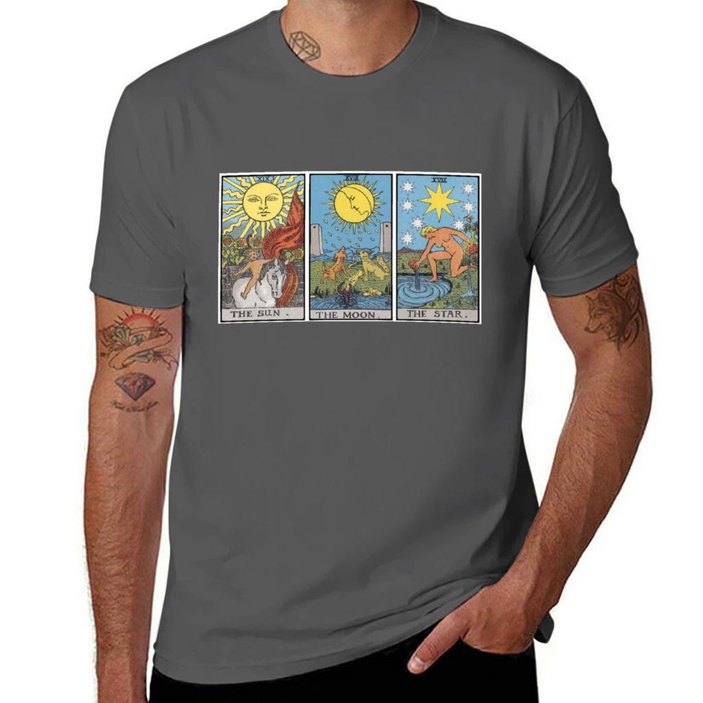 Sun Moon Star Tarot T-Shirt T Shirts for Man Pack Cotton T Shirt Personalised T-Shirt