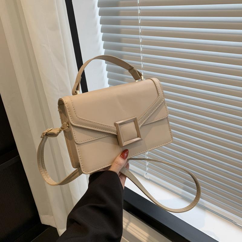 Женская Текстурная Простая Сумка Весна Новая Универсальная Сумка Через Плечо Ins Темпераментная Однотонная Маленькая Квадратная Сумка Женская