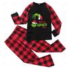 Европейский и американский рождественский клетчатый пижамный комплект: Домашняя одежда для родителей и детей с длинными рукавами и длинными брюками.