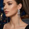 Elegant Fringe Hoop Earrings Flower Exaggerated Large Earrings New Pendant Earrings Wedding