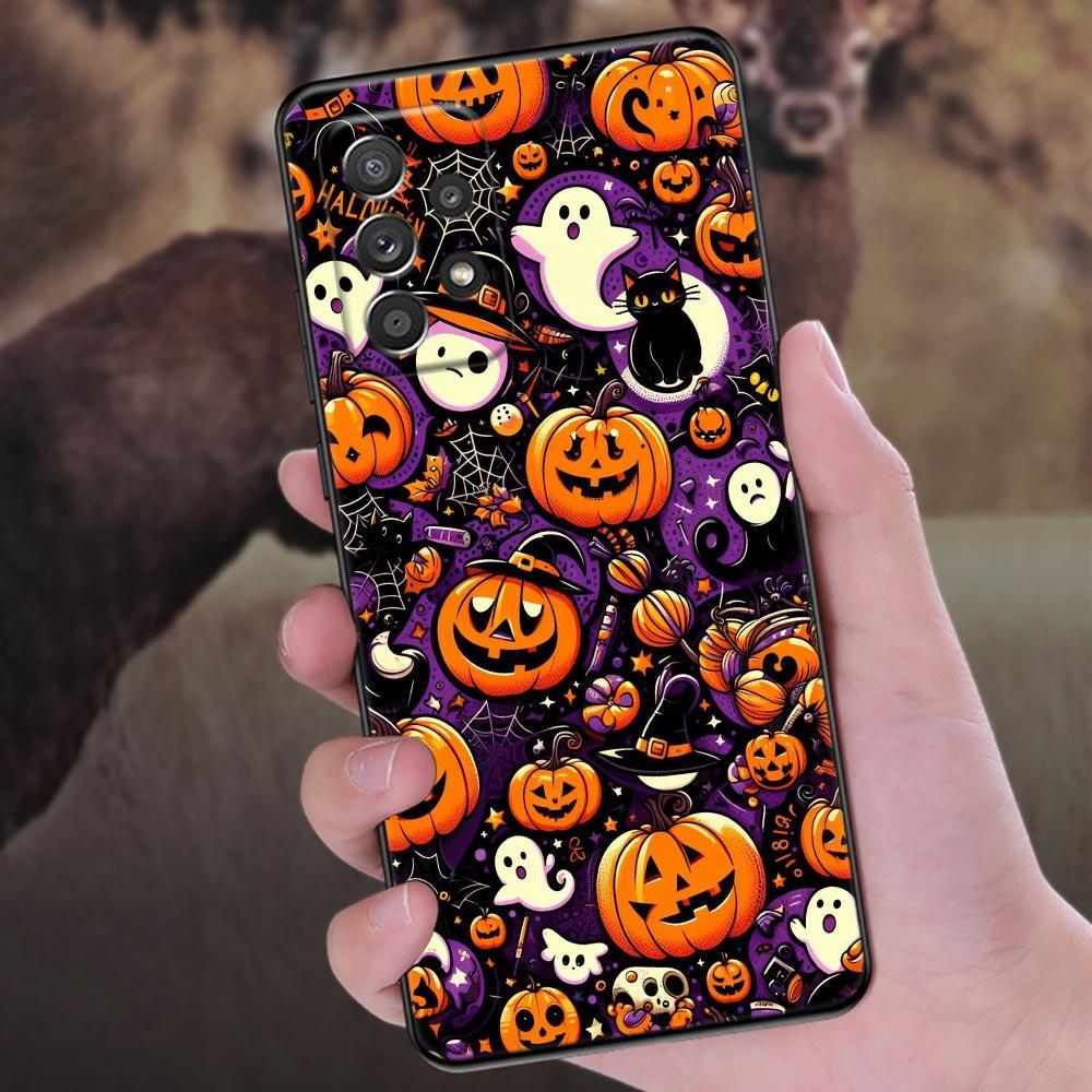 Счастливого Хэллоуина Чехол с Котом и Тыквой для Телефона A56 5G Для Samsung Galaxy A56 A55 A36 A26 A16 A54 A52 A35 A34 A25 A21S A15 A06 Мягкий Чехол