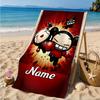 Custom Name Heartfelt Pucca Love Beach Towel Microfiber Beach Towel, Lightweight and Quick-Dry, for Summer Travel, Swimming Pool Gift