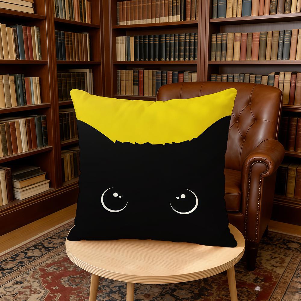 Black Cat Yellow Cartoon cushion cover Home Office Birthday Anniversary Gifts Soft Skin Friendly Cushion Cover
