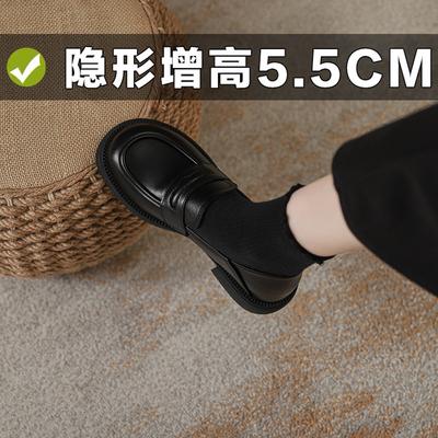 Черные универсальные маленькие кожаные туфли женские толстая подошва увеличивает на 5 см осень и зима новая женская обувь маленький размер 3233