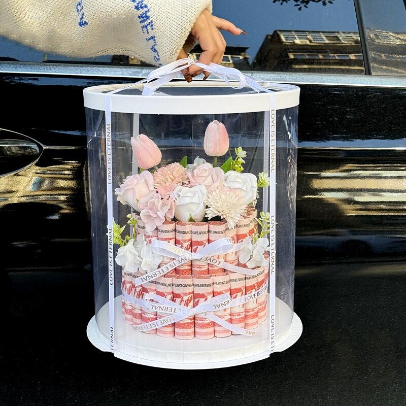 Прозрачная коробка для торта Пластиковые круглые коробки для торта Прозрачные контейнеры для упаковки подарков Свадебные Украшения для Дня Рождения Украшения на Годовщину