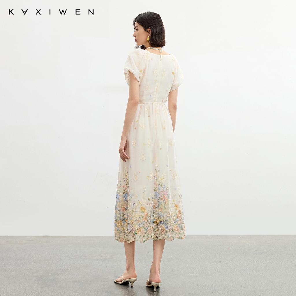 Qianwen Heavy Industry Embroidered Summer Vacation Dress