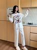 Autumn new half-fleece pajamas women's winter fleece thickened warm sweet cute loungewear suit can be worn outside