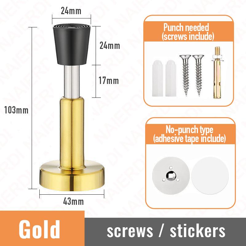 Регулируемый сверхпрочный гидравлический дверной упор из нержавеющей стали с резиновым буфером, настенный