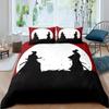 Samurai Duvet Cover Set Sunset Japanese Samurai Quilt Cover Scenery Silhouette Comforter Cover King Size 23pcs Twin Bedding Set