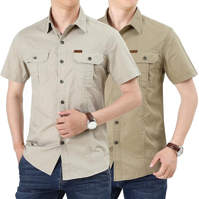Летняя рубашка с коротким рукавом Мужские рубашки Рубашка для работы на открытом воздухе Свободная повседневная рубашка Мужская верхняя одежда Удобные и прочные мужские топы Модный тренд