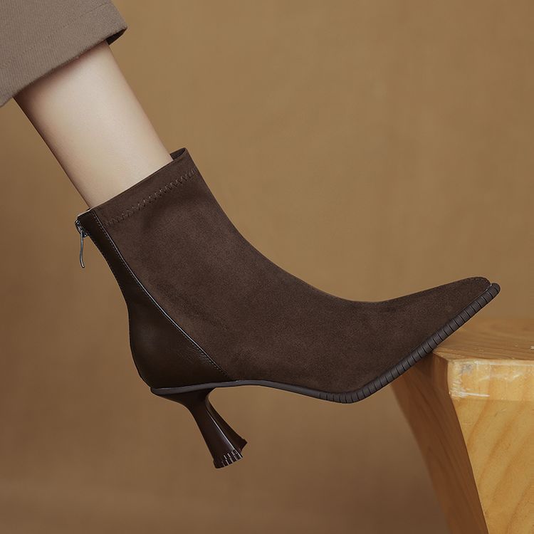 Модные новые осенне-зимние женские ботинки для женщин, ботильоны с острым носком, модные ботинки ручной работы на высоком каблуке, эластичные сапоги, стройнящие