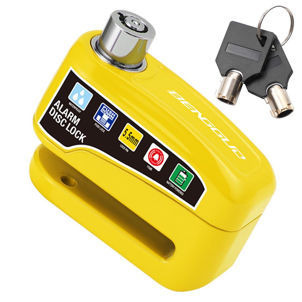 Motorcycle Alarm Wheel Disk Brake Lock with Keys Motorcycle Alarm Brake Rotor Padlock Aluminum Alloy for Bicycle Motor Scooter