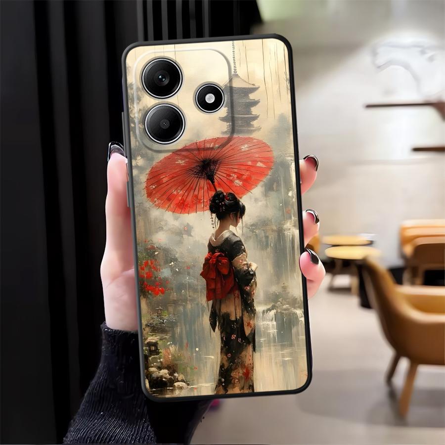 Мультяшный Ретро Девушка Чехол для Телефона для Xiaomi Redmi Note 14 14C K80 13 Pro Plus A4 A5 9 8 7 10 A3 A1 12C 13C 12 11 K40 A1 A2