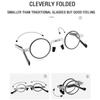 Retro Folding Reading Glasses for Men Women Metal Frame Anti-blue Light Eyeglasses with Free Case