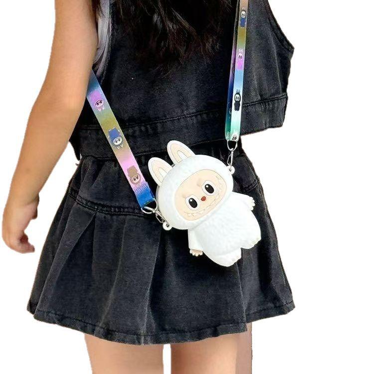 Новый милый мультяшный силиконовый кошелек для мелочи Labubu для детей с регулируемой цепочкой KTY