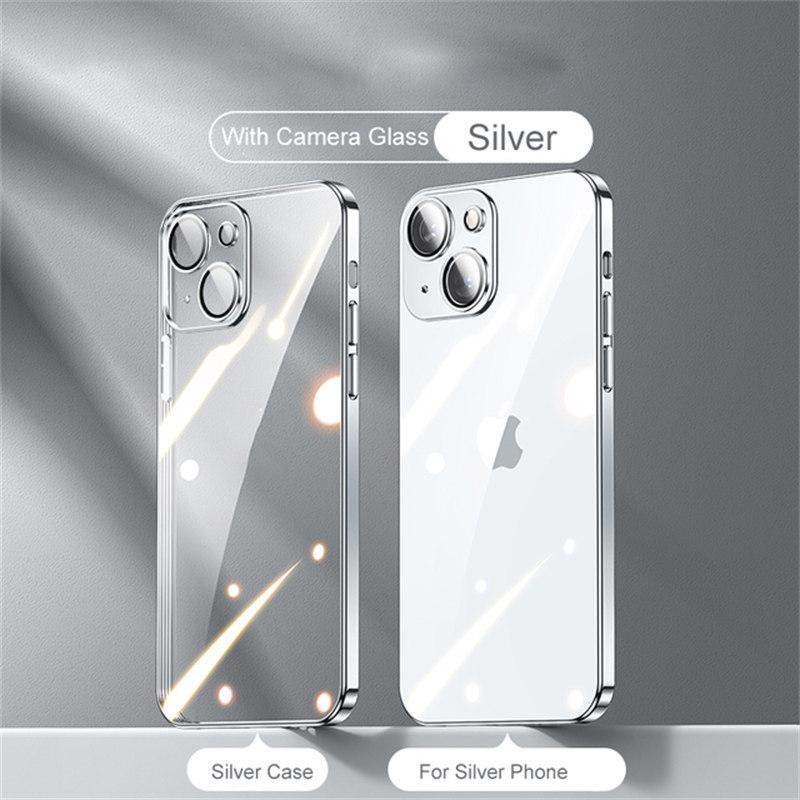 Квадратный прозрачный чехол с покрытием для iPhone 16 15 14 13 12 11 Pro Max Plus X XR XS SE 2022 7 8 защитный мягкий силиконовый чехол для объектива