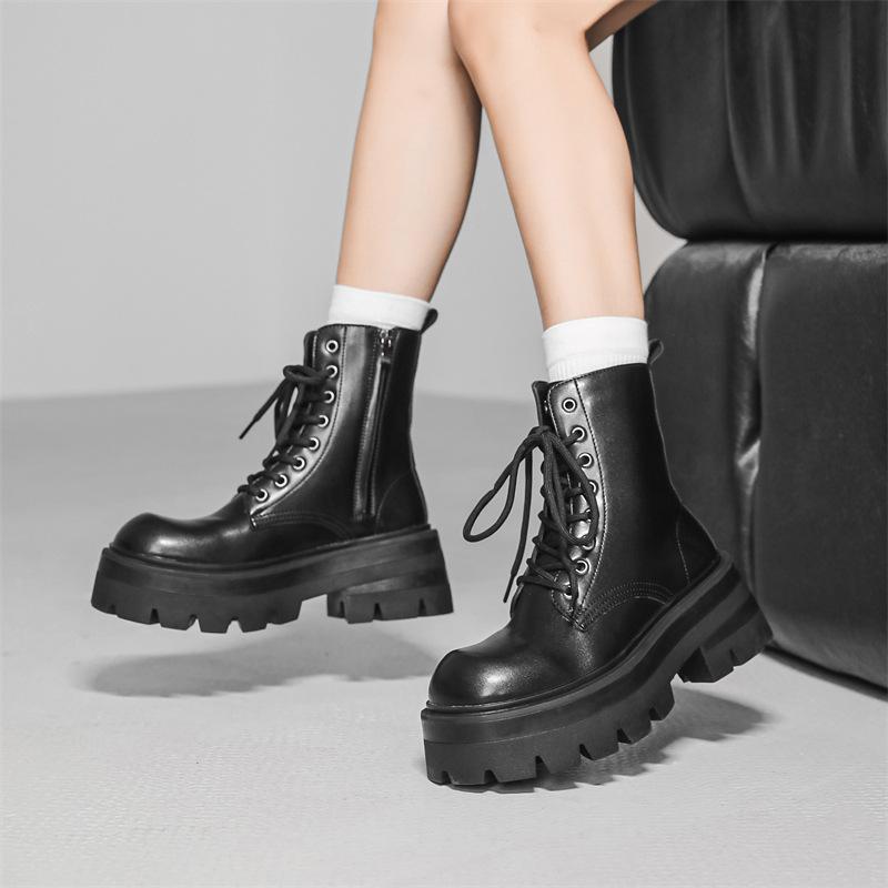 Ботинки Martin мужские на платформе с увеличенным голенищем, кожаные туфли дерби с большой головкой, мужские короткие ботинки средней высоты 7368-W