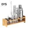 Держатель для набора барменских инструментов, держатель для набора шейкеров, большая вместимость, универсальная многоцелевая деревянная стойка для хранения барменских инструментов