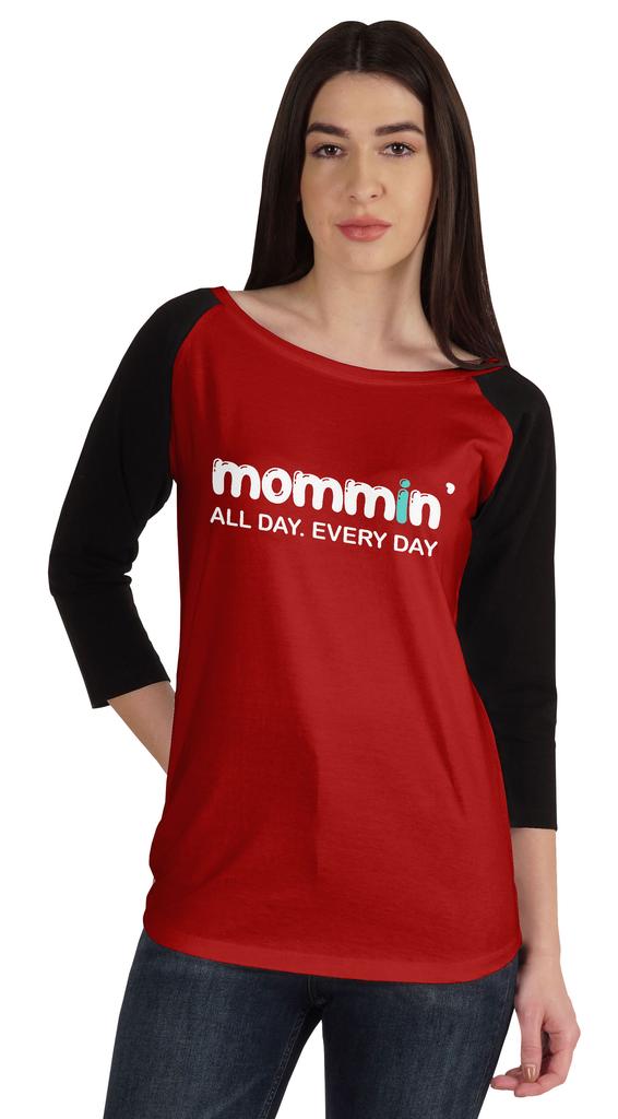 Inkmeso Футболка Mommin All Day Every Day Футболка с рисунком Mom Life Летняя футболка