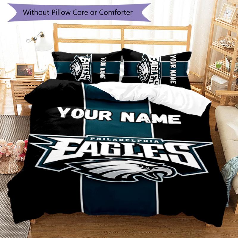 3pcs Fashion Cool Eagle Logo1 Cover Set - Personalized Name, HD Printed Bedding with 1 Cover and 2 Pillowcases - Perfect for Home Decor, Easy Ca