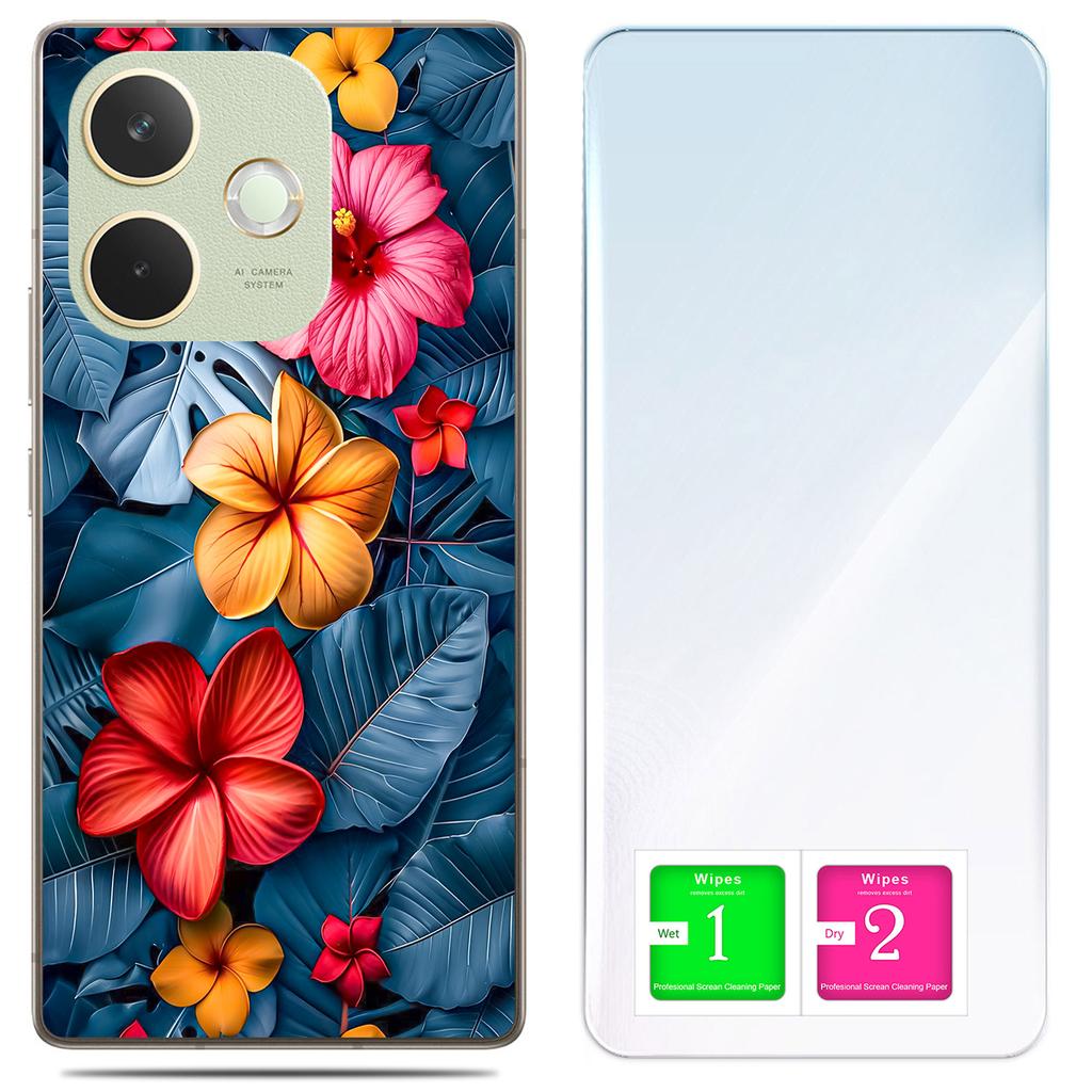 Etui Do Oppo A5 Pro Obudowa Foto Case Plecki Grafika Kwiaty + Szkło 9H