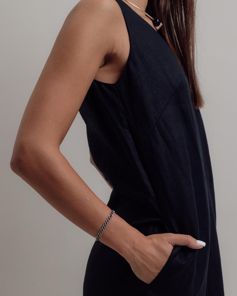 Summer Sundress with Decoration Nagrada 5137 36 Black Linen