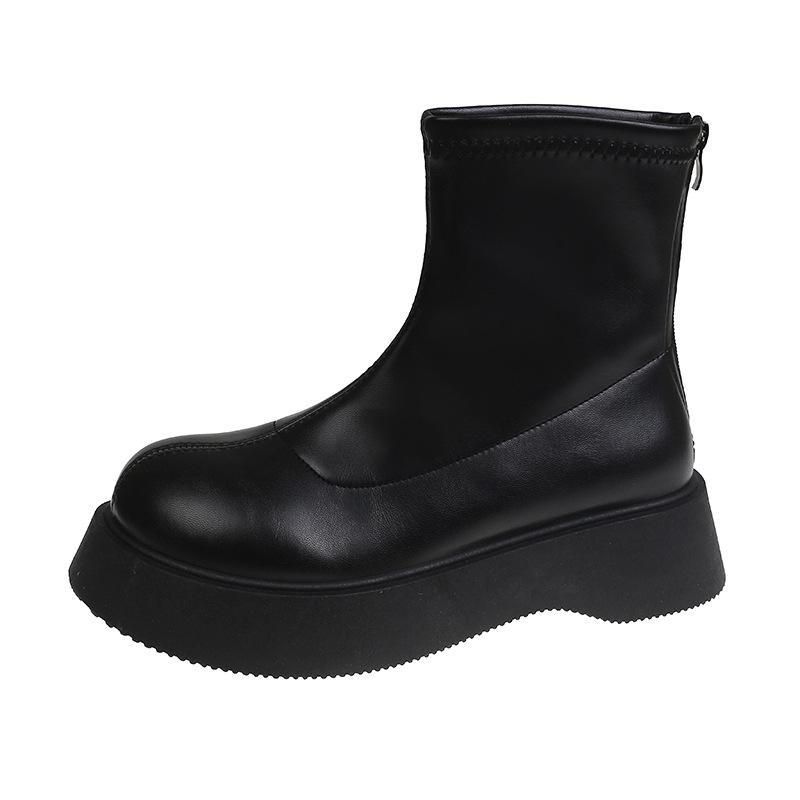 Кожаные белые короткие ботинки женские 2025 новые осенне-зимние ботинки обувь на платформе универсальные одинарные ботинки маленькие ботинки Мартин