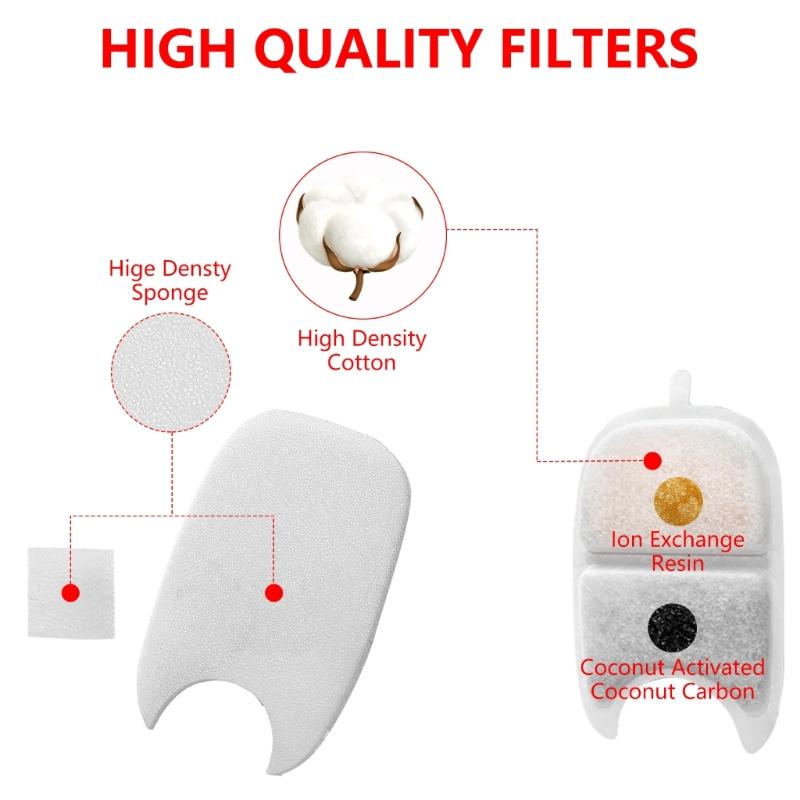 Automatic Water Fountain Replacement Filters Filtration Foam for Pet Water Fountain Activate Carbon Filters Sponge Set