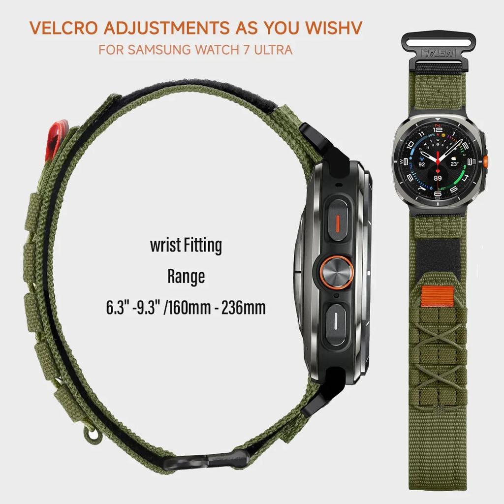 Нейлоновый ремешок No Gaps для Samsung Galaxy Watch 7 Ultra 47 мм, спортивный браслет Quick Fit Band для Galaxy Watch Ultra 47 мм