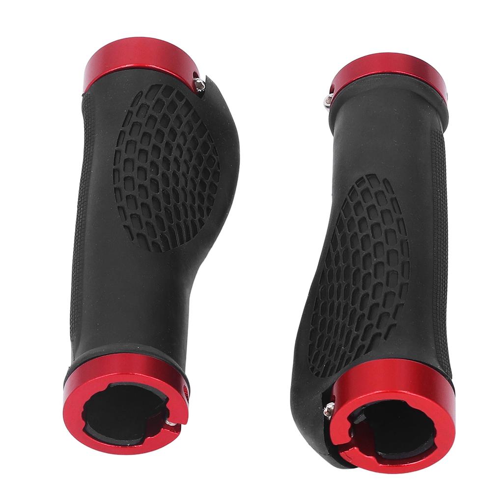 Mountain Bike Grips PP TPR Nonslip Safe Cellular Surface Ergonomic Design Metal Sides Bike Handlebar Grips Red