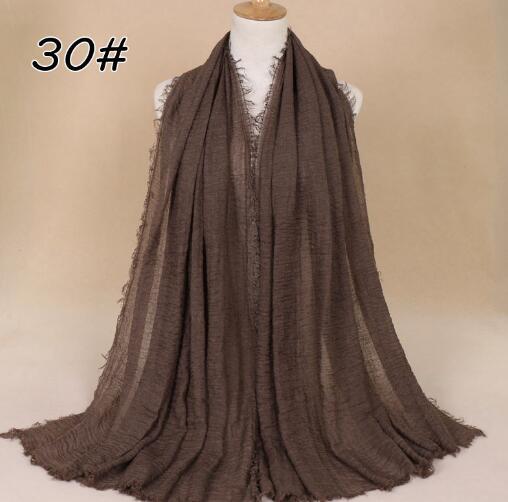 New Ethnic Oversize Muslim Crinkle Hijab Head Scarf Women Solid Bubble Cotton Shawls And Wraps Soft Big Linen Foulard Femme