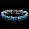 Pera Fashion Summer Style Light Blue Crystal Tennis Bangles for Women Silver Color Big Round Cubic Zirconia Link Bracelets B107