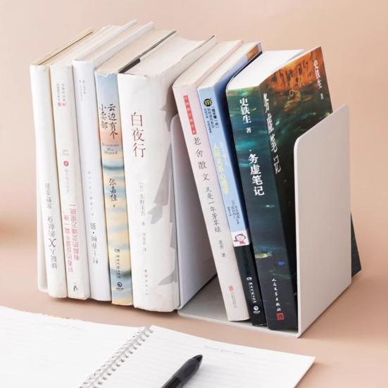 2 шт. металлические подставки для книг, однотонная прочная металлическая конструкция, противоскользящая накладка, дизайн, настольная подставка для книг, металлическая книжная полка