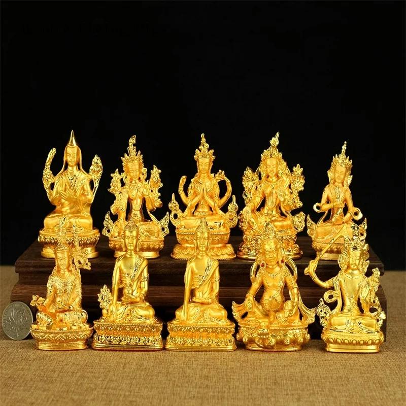 1PCS 3-inch Alloy Manjusri Four Armed Lotus Master White Green Tara Diamond Buddha Home Desktop Decoration