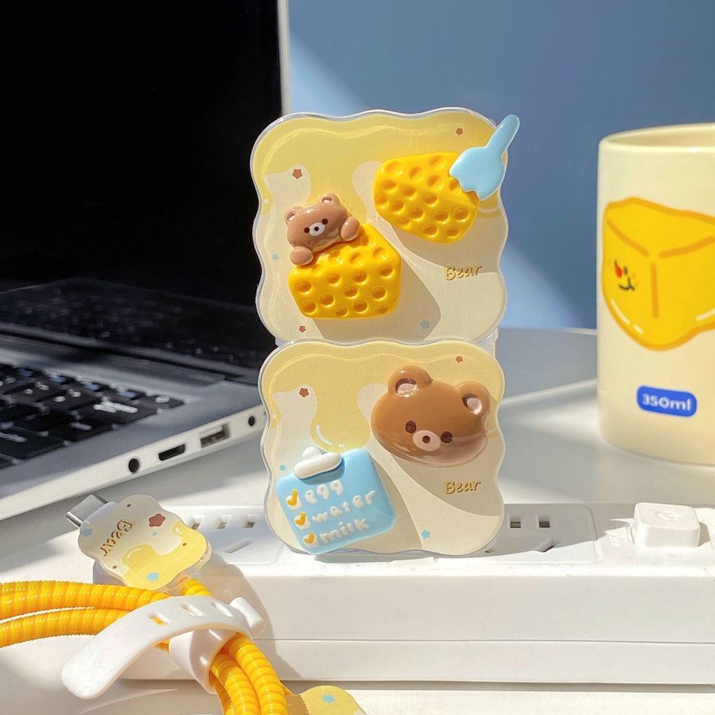 Защитный чехол для зарядного устройства Cute Honey Cheese Bear Image для iPhone 14promax, противовзломное зарядное устройство с 15 13 11 18/20 Вт