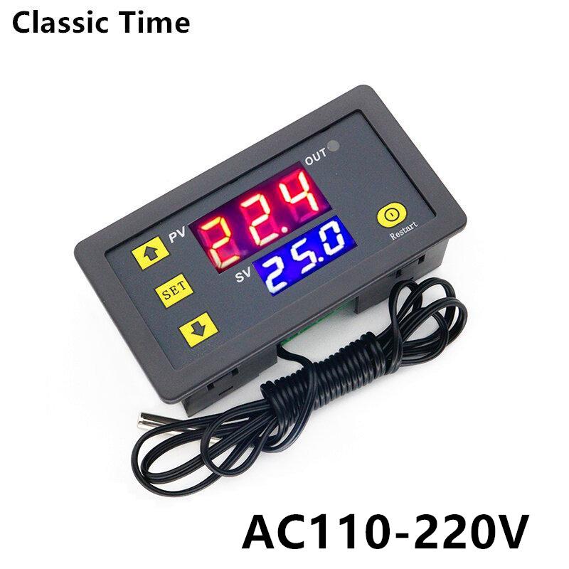 W3230 Цифровой контроллер температуры Светодиодный дисплей 12 В/24 В/AC110-220 В Микрокомпьютер Термостат Регулятор нагрева/охлаждения Терморегулятор с датчиком