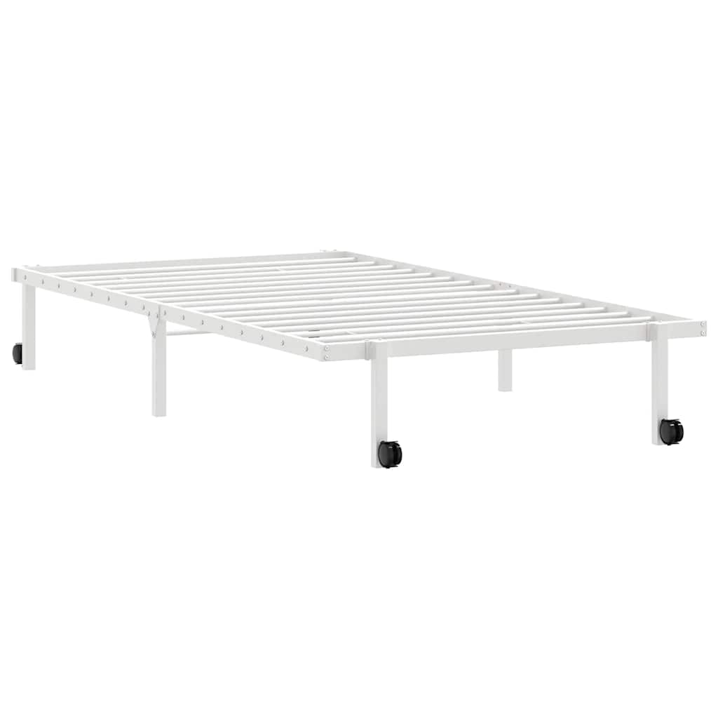 Rama Łóżka Bez Materaca Składana Biała 107X203 Cm Stalowa