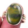 Кольцо из двухцветного серебра 925 пробы с натуральным океаническим яшмовым драгоценным камнем S.9 o7i23