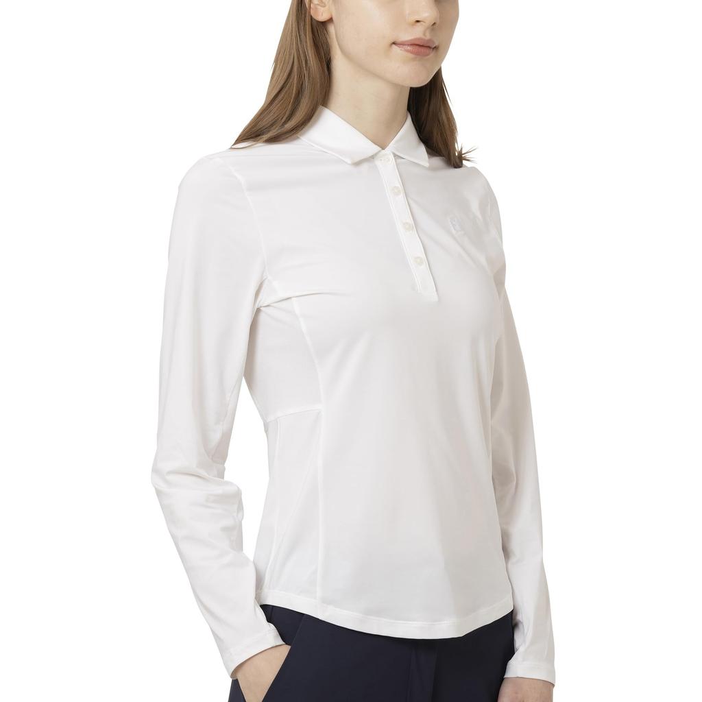 FootJoy Women's White Long Sleeve Golf Shirt with Side Mesh Sun Protection, Size M (FJW-S25-S09, 34815-M)