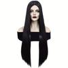 Cosplay Wig Wednesday Addams Costume Black Middle Part Long Straight Full Cap Halloween Party Role Play