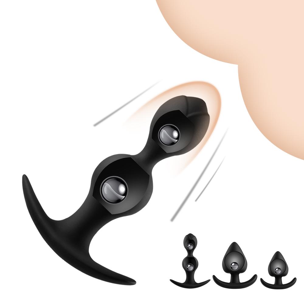Silicone Vagina Anal Dilator Back Court Pull Bead Butt Plug with Metal Ball Sex Toys for Men and Women Gay Sex Toys Adult Toys