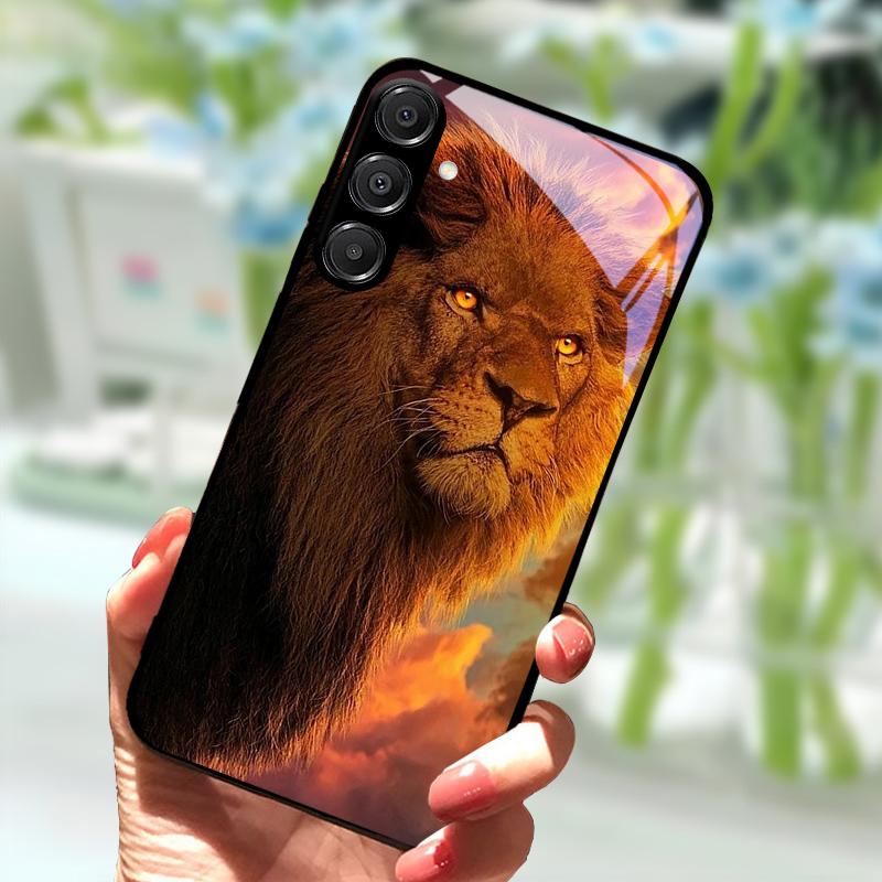 Для Samsung A56 Стеклянный чехол A26 A36 Жесткий ПК Закаленное стекло Чехол для телефона Для Galaxy A15 A25 A35 A55 Мультяшный Роскошный Ударопрочный Чехлы