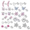 1 Pair Stainless Steel Rod Micro-inset Zircon Butterfly Ear Bone Stud Ear Socket Spike Wire Fashion Stud Earrings