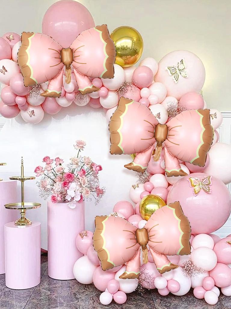 3 шт. розовых шара в форме банта, детский душ, день рождения, украшение вечеринки, годовщина, украшение вечеринки