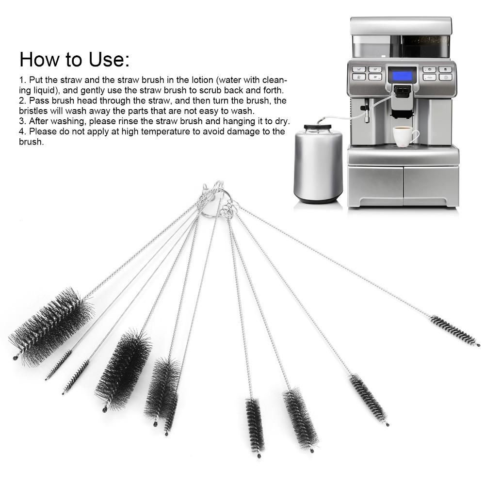 Nylon Brush Cleaning Brush Set Stainless Steel Handle Straw Cleaning Brush For Household Cleaning