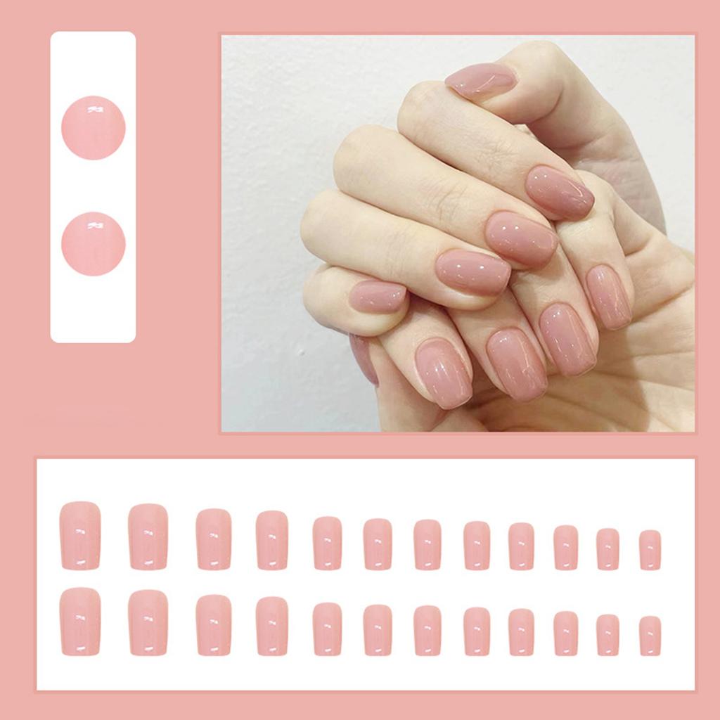 Glossy Light Pink Mid-length Fake Nails Durable & Never Splitting Comfort Fake Nails for Shopping Traveling Dating