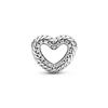 Open Heart & Rose Flowers Charm,Beaded Open Heart Charm SS925 Silver Romatic For Bracelet DIY Making Gift for Lover