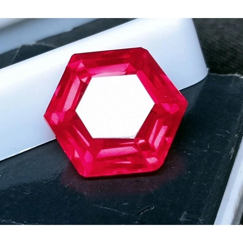 Ruby Mozambique Red Natural 10+ Ct Hexagon Cut Fabulous Certified Gemstone