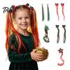 Christmas Hair Clips for Girls Clip in Extensions with Tree/Star/Bow Design Star Embellished Styling Tools Holiday Party Hairstyles, Red Green