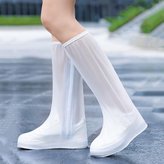 1 Pair PVC Women Shoe Covers Thickened Convenient Zipper Style Rain Protectors